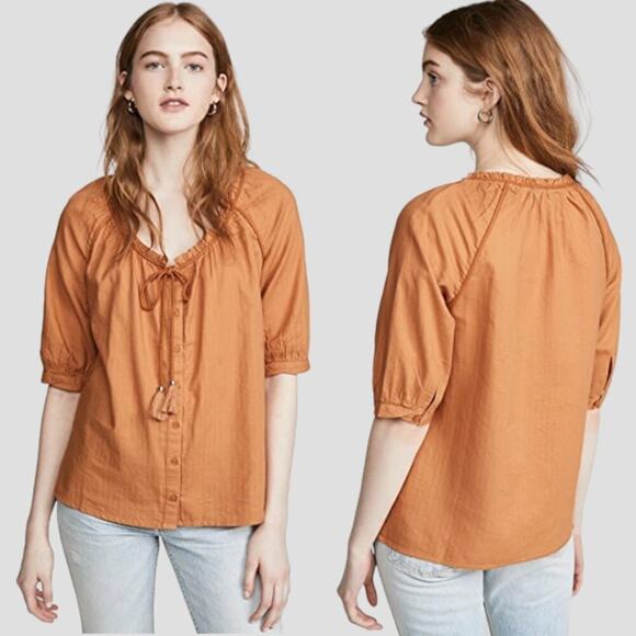 Paige Yoanna Boho Elbow Length Sleeve Top In Turmeric Size Small $158 MSRP - Picture 1 of 8